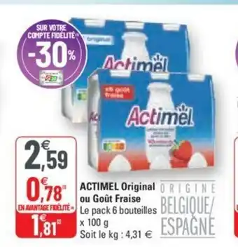 G20 Actimel Original ou Goût Fraise offre