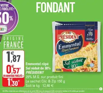 Emmental râpé Sel Réduit de 30%