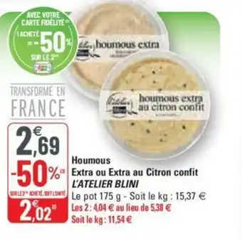 G20 Houmous Extra ou Extra au Citron confit offre