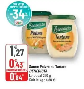 G20 Sauce Poivre ou Tartare offre