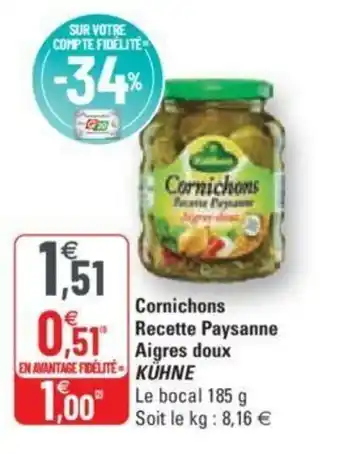 G20 Cornichons Recette Paysanne Aigres doux offre