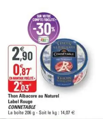 G20 Thon Albacore au Naturel Label Rouge offre