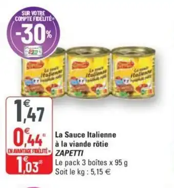 G20 La Sauce Italienne à la viande rôtie offre