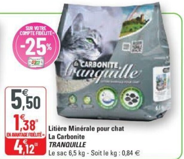 Promo Litiere Minerale Pour Chat La Carbonite Chez G