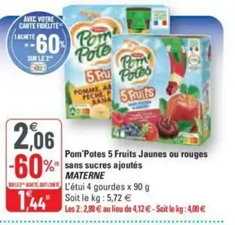 G20 Pom'Potes 5 Fruits Jaunes ou rouges sans sucres ajoutés offre