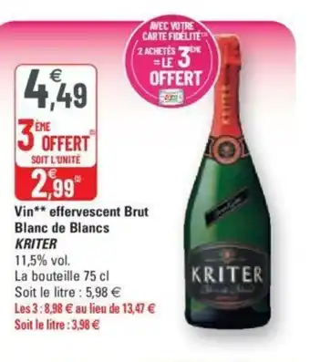 G20 Vin effervescent Brut Blanc de Blancs offre