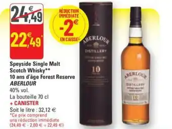 G20 Speryside single malt scotch whisky offre