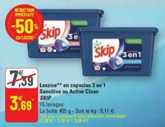 G20 Lessive on capsules 3 en 1 sesitive ou active clean offre