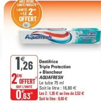 G20 Dentifrice triple protection + blancheur offre