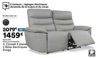 BUT Canapé 3 places 2 relax électriques evogg offre
