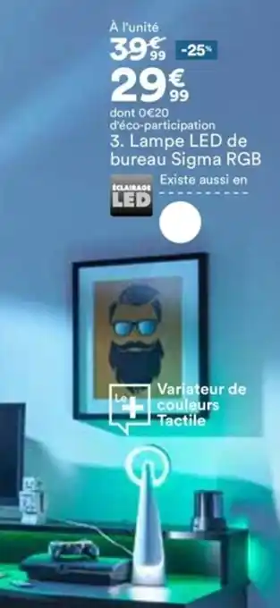 BUT Lampe LED de bureau sigma RGB offre