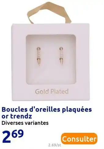 Action Boucles d'oreilles plaquées or trendz offre