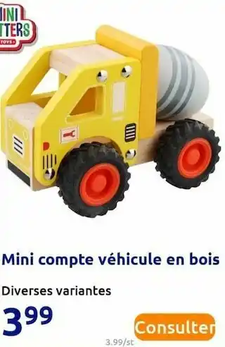 Action Mini compte véhicule en bois offre