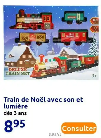 Action Train de noël avec son et lumière offre