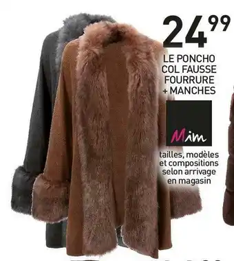 Stokomani Mim le poncho col fausse fourrure + manches offre