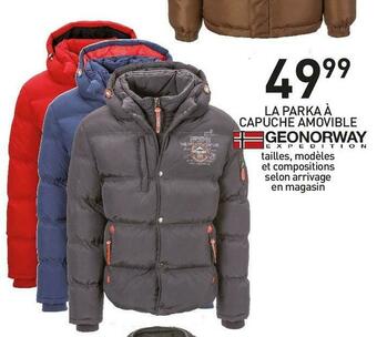 Geonorway la parka à capuche amovible