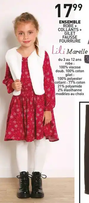 Stokomani Lili marelle ensemble robe + collants + gilet fausse fourrure offre