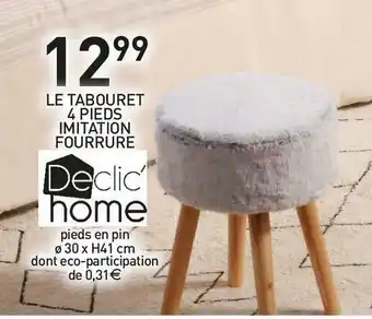 Stokomani Declic'home le tabouret 4 pieds imitation fourrure offre
