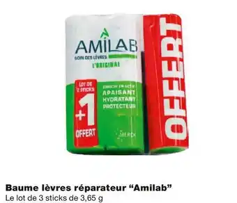 Monoprix Amilab bon plan sur la baume lèvres réparateur de la marque amilab offre