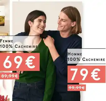 Monoprix Femme 100% cachemire ou homme100% cachemire offre