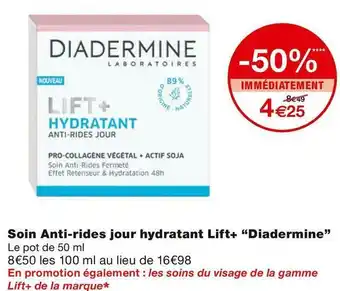 Monoprix Diadermine soin anti-rides jour hydratant lift+ offre