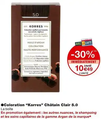 Monoprix Korres coloration châtain clair 5.0 offre