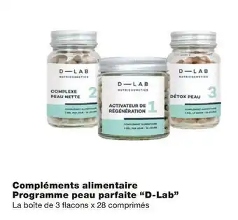 D-lab bon plan sur des compléments alimentaire programme peau parfaite “d-lab”