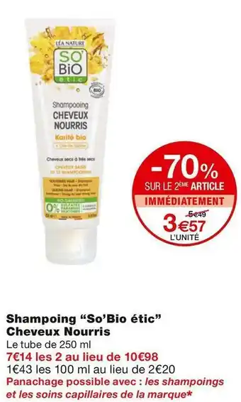 Monoprix So’bio étic shampoing cheveux nourris offre
