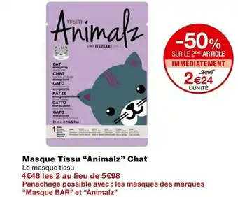 Monoprix Animalz masque tissu chat offre