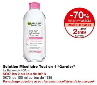 Monoprix Garnier solution micellaire tout en 1 offre