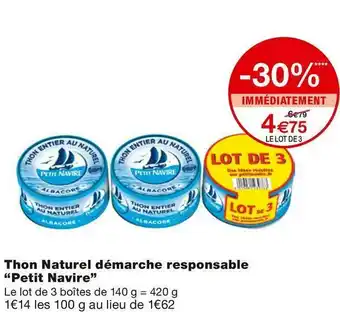 Monoprix Petit navire thon naturel démarche responsable offre