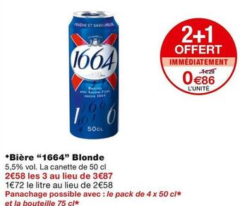 Monoprix 1664 bière blonde offre