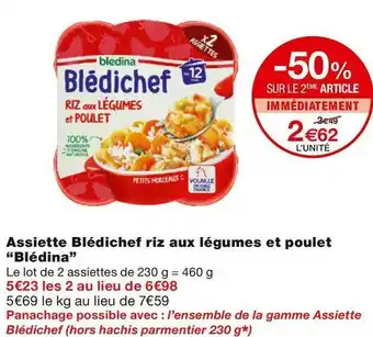 Monoprix Blédina assiette blédichef riz aux légumes et poulet offre