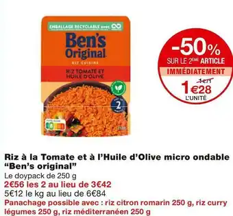 Monoprix Ben’s original riz à la tomate et à l’huile d’olive micro ondable offre