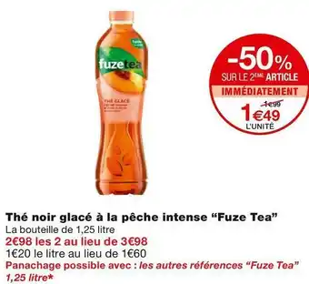 Monoprix Fuze tea thé noir glacé à la pêche intense offre