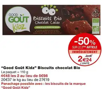 Good goût kidz biscuits chocolat bio