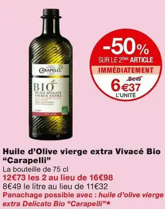 Carapelli huile d’olive vierge extra vivacé bio