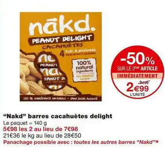 Monoprix Nakd barres cacahuètes delight offre