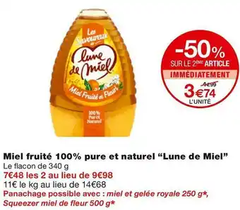 Monoprix Lune de miel miel fruité 100% pure et naturel offre