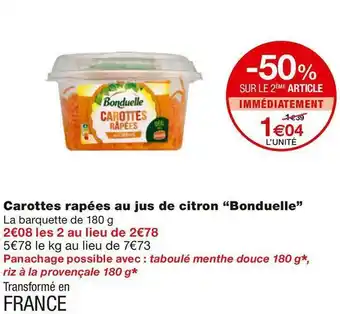 Monoprix Bonduelle carottes rapées au jus de citron offre