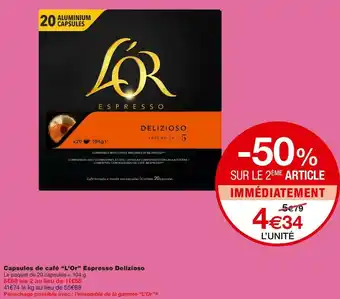 Monoprix L’or capsules de café espresso delizioso offre