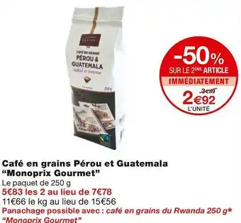 Monoprix Monoprix gourmet café en grains pérou et guatemala offre