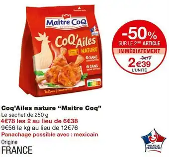 Monoprix Maitre coq coq’ailes nature offre