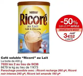 Monoprix Ricoré café soluble au lait offre