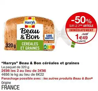 Monoprix Harrys harrys beau & bon céréales et graines offre