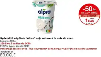 Monoprix Alpro spécialité végétale soja nature à la noix de coco offre