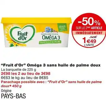Monoprix Fruit d’or oméga 3 sans huile de palme doux offre