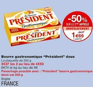 Président beurre gastronomique doux