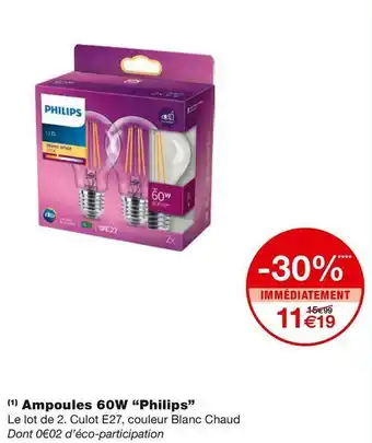 Monoprix Philips ampoules 60w offre