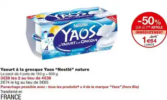 Monoprix Nestlé yaourt à la grecque yaos nature offre